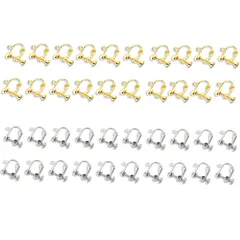 【在庫処分】ーパーツ アクセサリ ジュエリー 基礎金具 耳穴なし DIY 手作り用 ネジバネ式 手芸 (ゴールド+シルバー各20個） イヤリングパーツ