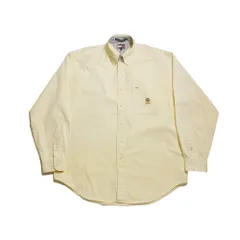 【最終値下げ SALE】【90s】TOMMY HILFIGER オールドトミー 長袖シャツ 無地 エンブレム刺繍 イエロー系 L　B202507のサムネイル