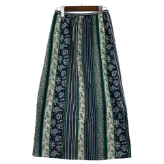 Simplicite シンプリシテェ 総柄 Aラインロングスカート size表記なし/ネイビー×グリーン