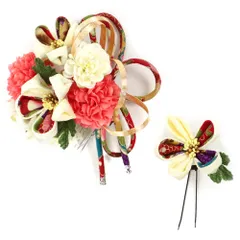 髪飾り 成人式 つまみ細工 振袖 前撮り 袴 花 2点セット 白 紫 黒 青 ゴールド ちりめん 下がり 組紐 和柄 かんざし ブーケ シ No.9-5145