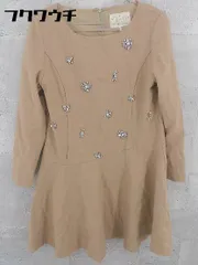 ◇ Chesty チェスティ ビジュー 装飾 長袖 膝丈 ワンピース サイズ0 ブラウン レディース 【中古】 【1002801290481】