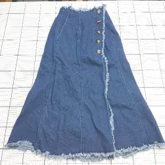 ◇ Θ アズール バイマウジー カジュアル系 ロング丈 ジーンズ風 スカート サイズM ネイビー系 レディース E  【1508060021366】