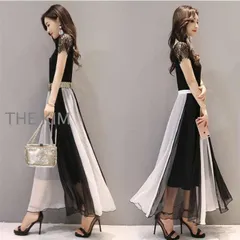 ロングワンピース 夏 春 レディース ワンピース 半袖 マキシ丈 aライン シフォン 切り替え 体型カバー きれいめ 上品 大人 お呼ばれ 演奏会