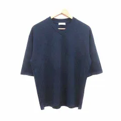 グリーンレーベルリラクシング ユナイテッドアローズ green label relaxing Tシャツ カットソー Vネック 五分袖 M 紺 ネイビー /YK