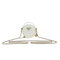プラダ トライアングルミニポーチ サフィアーノ ショルダーバッグ レザー 1NR023 ホワイト レディース  PRADA  中古 プラダ