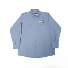 RED KAP レッドキャップ 長袖 ワークシャツ ロゴ ワッペン ブルー L