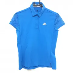 【超美品】アディダス 半袖ポロシャツ ブルー 袖メッシュ 胸元ロゴ レディース M ゴルフウェア adidas