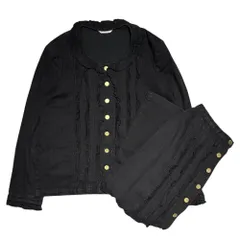 INGEBORG(インゲボルグ) 90's~00's No-Collar Ruffled Denim Jacket Set with Skirt ノーカラー フリル デニム ジャケット セットアップ スカート 表記無(M程度) ブラック ピンクハウス