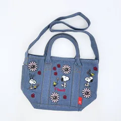 スヌーピー 刺繍ランチトートバッグ サックス ROOTOTE ルートート コラボ SNOOPY