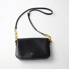美品 ローレン ラルフローレン RALPH LAUREN Carmen レザークロスボディバッグ ブラック/ショルダーバッグ 黒 チェーン【2400014437768】