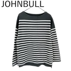 ジョンブル JOHNBULL ボーダーカットソー カジュアル 裾スリット コットン すみ黒 ホワイトのサムネイル