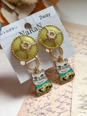 539≫レトロボタンの2wayイヤリング