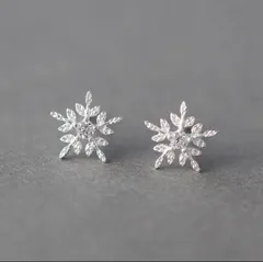再入荷！大人気！雪の結晶デザイン シルバーピアス