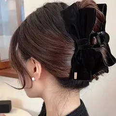 秋冬大人気！大きめリボン⭐︎ベロア　ヘアクリップ　　高級感　ヘアアクセサリー　ベルベット