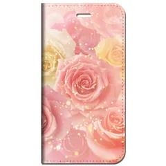 iPhone15 他 手帳型 ケース 花バラ-ピンク2 ★ iPhone SE 8 13 12 他 iPhone各機種対応可能 スマホケース ★ 5r