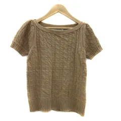 ザラ ZARA KNIT ニット カットソー 半袖 ボートネック ケーブル編み M キャメル /YS3