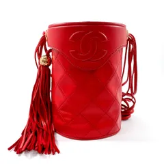 シャネル ショルダーバッグ フリンジ ココマーク マトラッセ ヴィンテージ  レッド