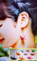 和風 折り鶴のピアス イヤリング 選べる10種類 ユラユラ揺れて可愛い♪