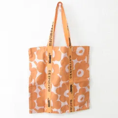 良品 marimekko kioski マリメッコ キオスキ IGELIN UNIKKO ウニッコ柄 キャンバス トートバッグ エコバッグ オレンジ レディース 古着 中古 USED