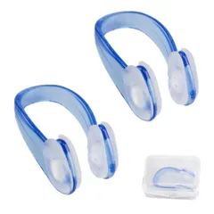 【特価商品】プール ジム アクセサリー スイム トレーニング用 鼻クリップ 大人 鼻栓 子供 2個セット 保護 ノーズクリップ 軽量 水泳用 収納ケース付 YFFSFDC ブルー