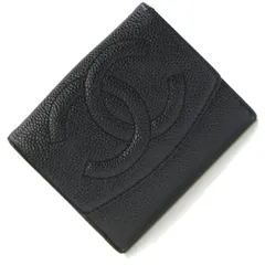  シャネル Wホック財布 キャビアスキン A01427 