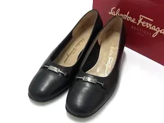 Salvatore Ferragamo フェラガモ レザー ヒール パンプス 表記サイズ 6 (約23.0cm) 靴 シューズ レディース ブラック系 DI2410