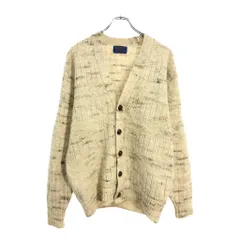 70年代 USA製 PENDLETON ペンドルトン ウールニット ネップ カーディガン ヴィンテージ アイボリー(メンズ L)中古 古着 V1041