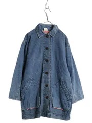 【お得なクーポン配布中!】 90s USA製 ドッカーズ リーバイス デニム ハンティング  ジャケット レディース M オールド ハーフコート カバーオール アウトドア ブルー