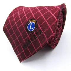西陣 ブランド ネクタイ 枚方ライオンズ チェック柄 格子柄 シルク メンズ ワインレッド NISHIJIN 【中古】