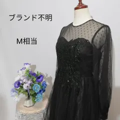 【送料無料】ブランド不明　極上美品　Мサイズ相当　ドレス　パーティー　ワンピース　黒色系