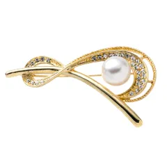 【A：ゴールド×ワンサイズ】[Cream dot. クリームドット公式]  6タイプ ブローチ フォーマル 卒業式 卒園式 入学式 入園式 コサージュ 華やか ピン 上品 エレガント キュービックジルコニア ビジュー パール フラワー 大人  