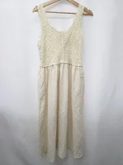 ◇ ⊂ SM2 サマンサ モスモス クロシェ編み風 切替 ノースリーブ ロング丈 ワンピース サイズF アイボリー系 レディース E  【1506250002867】