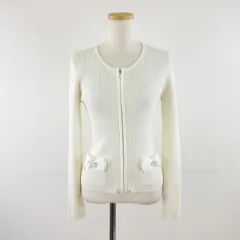 ギャラリービスコンティ GALLERY VISCONTI リブニットカーディガン ジップアップ 長袖 オフホワイト 白 2 *A259