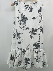 ◇ ⊂ CELFORD セルフォード 柄入り ノースリーブ 膝下丈 ワンピース サイズ38 ブラック ホワイト系 レディース E  【1507160027285】