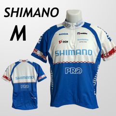 SHIMANO シマノ サイクルウェア M ジャージ レーシング ハーフジップ ロゴ PRO ホワイト×ブルー系 (G04)★