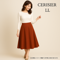 AB0490 CERISIER フレアスカート LLサイズ こっくりブラウン ポリエステル100% 秋 冬