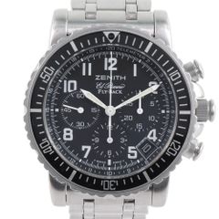【ZENITH】ゼニス レインボーブラック 01/02.0470.405 ステンレススチール 自動巻き クロノグラフ メンズ 黒文字盤 腕時計