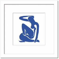 名画 シンプルアート アンリ・マティス 署名入り Nu bleu I Blue Nude1 ブルーヌード1 ホワイトフレーム LLサイズ 額入り シンプル インテリア アート 入門 絵画 おしゃれ 壁掛け 絵