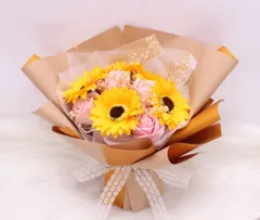 新品 インテリア 結婚記念日 発表会 ドライフラワー 敬老の日 ギフト 母の日 造花 退職 花束 祖母 彼女 人気 送別会 女性 専用のギフト プレゼント バラの花束 ローズブーケ 誕生日 記念日 ソープフラワー 贈り物 SCAMPER (向日葵)