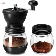 商品箱潰れ コーヒーミル 保存用ビン1個付属 手挽き 手引き 手動 洗える 滑り止め付き セラミックカッター ガラス本体