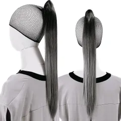 Luce brillare ポニテールウィッグ クリップ ストレート エクステ レディース ウィッグ グラデーション ハイライト ロング 短い 30cm 40cm 50cm 60cm 耐熱 子供 キッズ 髪飾り カラフ [アッシュグラデーション] [50cm]