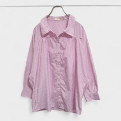 【美品】【anap mimpi】『アナップミンピ』[ストライプ柄オーバーサイズシャツ] 七分袖 ピンクホワイト系 (フリーサイズ) 商品A2319 管理D
