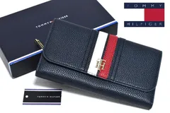 新品 TOMMY HILFIGER グローバルストライプラージフラップウォレット AW13631 トミーヒルフィガー