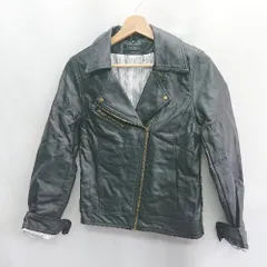 ◇ ⊇ Gleeful グリーフル 綿混合 フェイクレザー 長袖 ジャケット サイズM ブラック系 レディース E  【1410100029297】