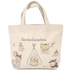 サンリオキャラクターズ 手さげバッグ 16オンス 帆布ZIPハンドバッグ ランチバッグ ミニトート テント A 柴犬 しばいぬアート サンリオ sanrio 