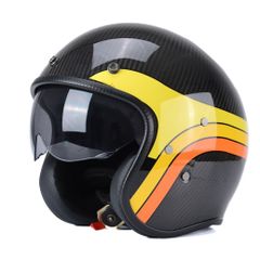 高品質カーボンファイバー製バイクヘルメット ジェットヘルメット 