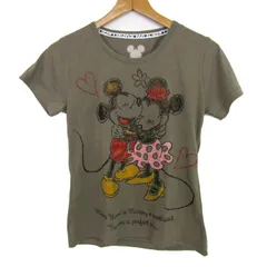 ディズニー 半袖Ｔシャツ プリントT ミニー ミッキー トップス レディース Mサイズ カーキ×レッド×イエロー Disney 【中古】