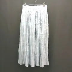 ◇ nano universe ウエストゴム サテン生地 ポケット 光沢感 ロング丈 プリーツ スカート サイズFREE ブルー レディース E  【1309250024347】