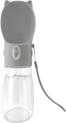STARFIELD ペットウォーターボトル 犬 猫 水 水筒 給水器 水漏れ防止 水槽付き アウトドア 携帯用 380ml グレー( グレー,  380ml)