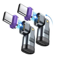 【在庫処分】変換アダプタ 16Pin Ｌ字型 180°回転【PD240W・2個組】Type-C USB-C 変換アダプタ 5A急速充電 データ転送可 片手操作 マグネット MacBook Pro/Air/Pad Pro/AndroidなどTypeC機種対応【A